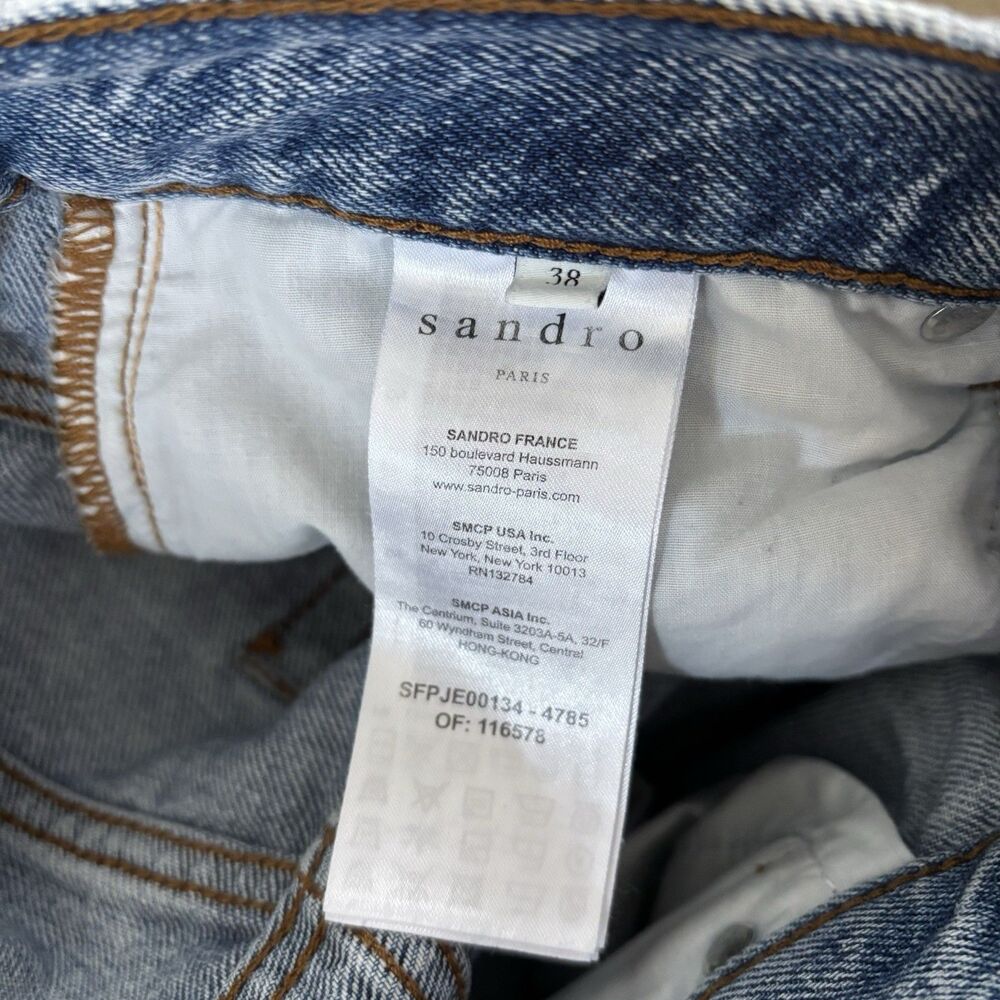 Sandro Paris Jeans Womens Size 38 Denim Vintage Wash High Rise Mom Straight Leg - Picture 4 of 10